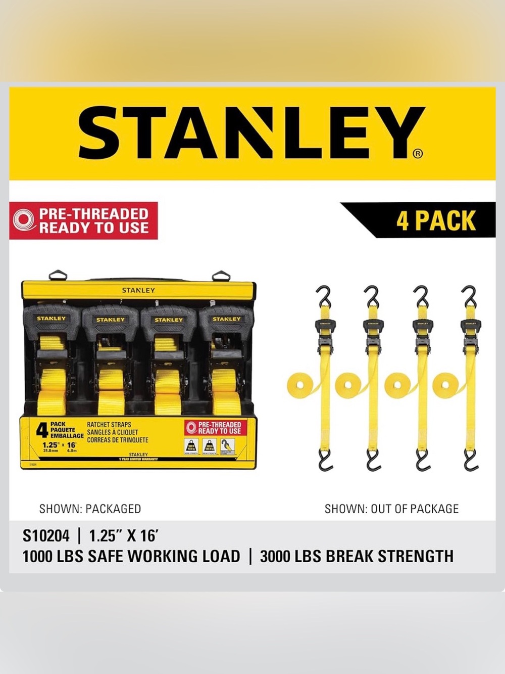 Stanley Ratchet Strap 4-Pack